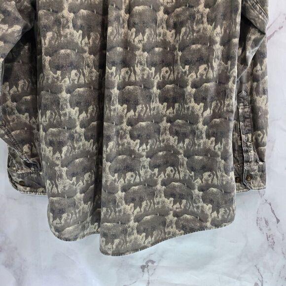 Woolrich Shirt Mens Large Bison Buffalo Animal Button Down Wildlife Vintage - Picture 7 of 10